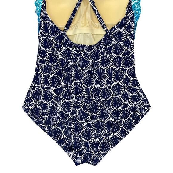 Miraclesuit x Talbots High Neck One Piece Swimsuit Ombré Shells Size 16 Pool NEW - Picture 8 of 13